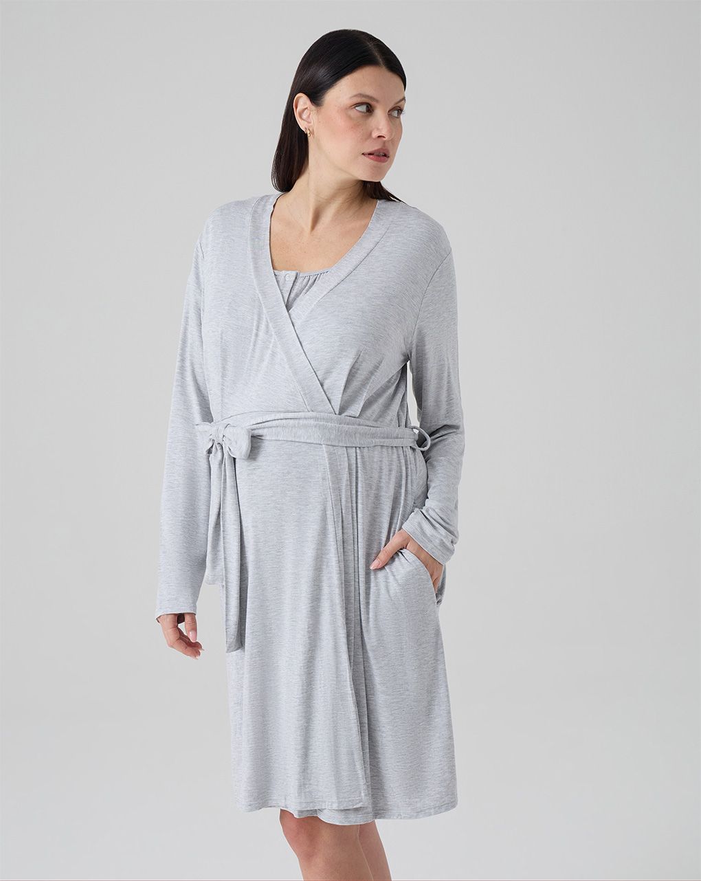 γυναικεία ρόμπα εγκυμοσύνης/θηλασμόυ γκρι - Prénatal