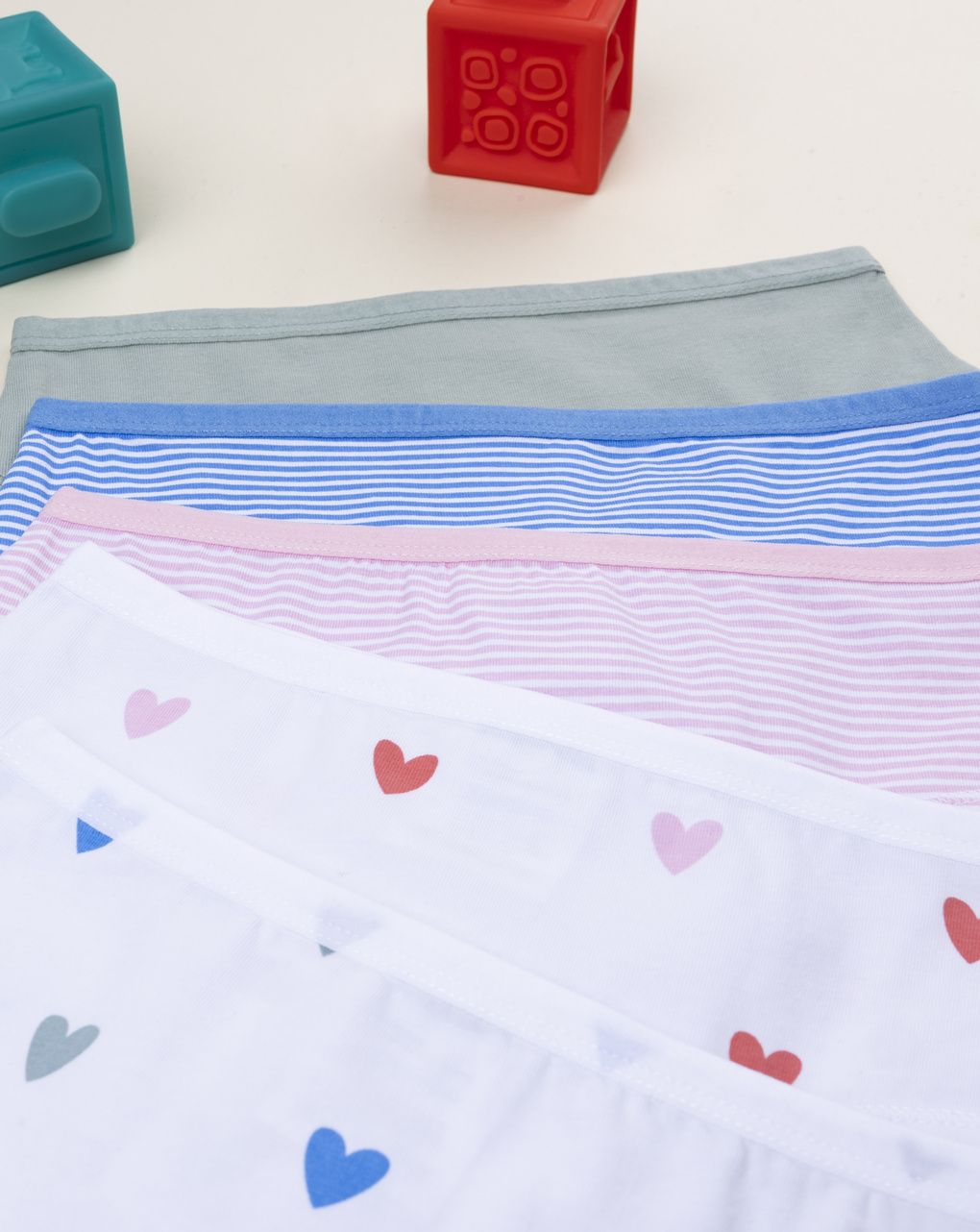 παιδικά σλιπ πακέτο x5 με καρδούλες/ριγέ για κορίτσι - Prénatal
