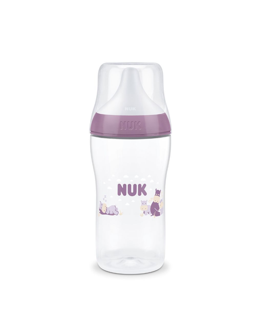 Nuk πλαστικό μπιμπερό με θηλή σιλικόνης perfect match temperature control 3m+ 260ml hippo - Nuk