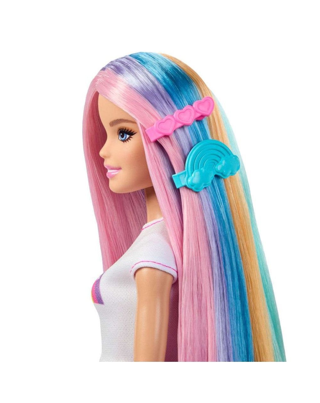 Barbie κούκλα πολύχρωμα μαλλιά με γκλίτερ jjp07 - BARBIE