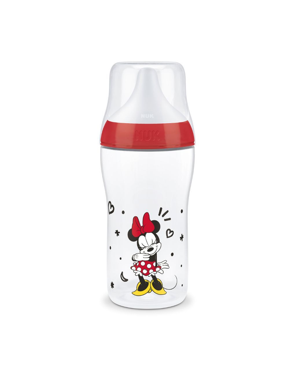 Nuk πλαστικό μπιμπερό με θηλή σιλικόνης perfect match temperature control 3m+ 260ml minnie - Nuk