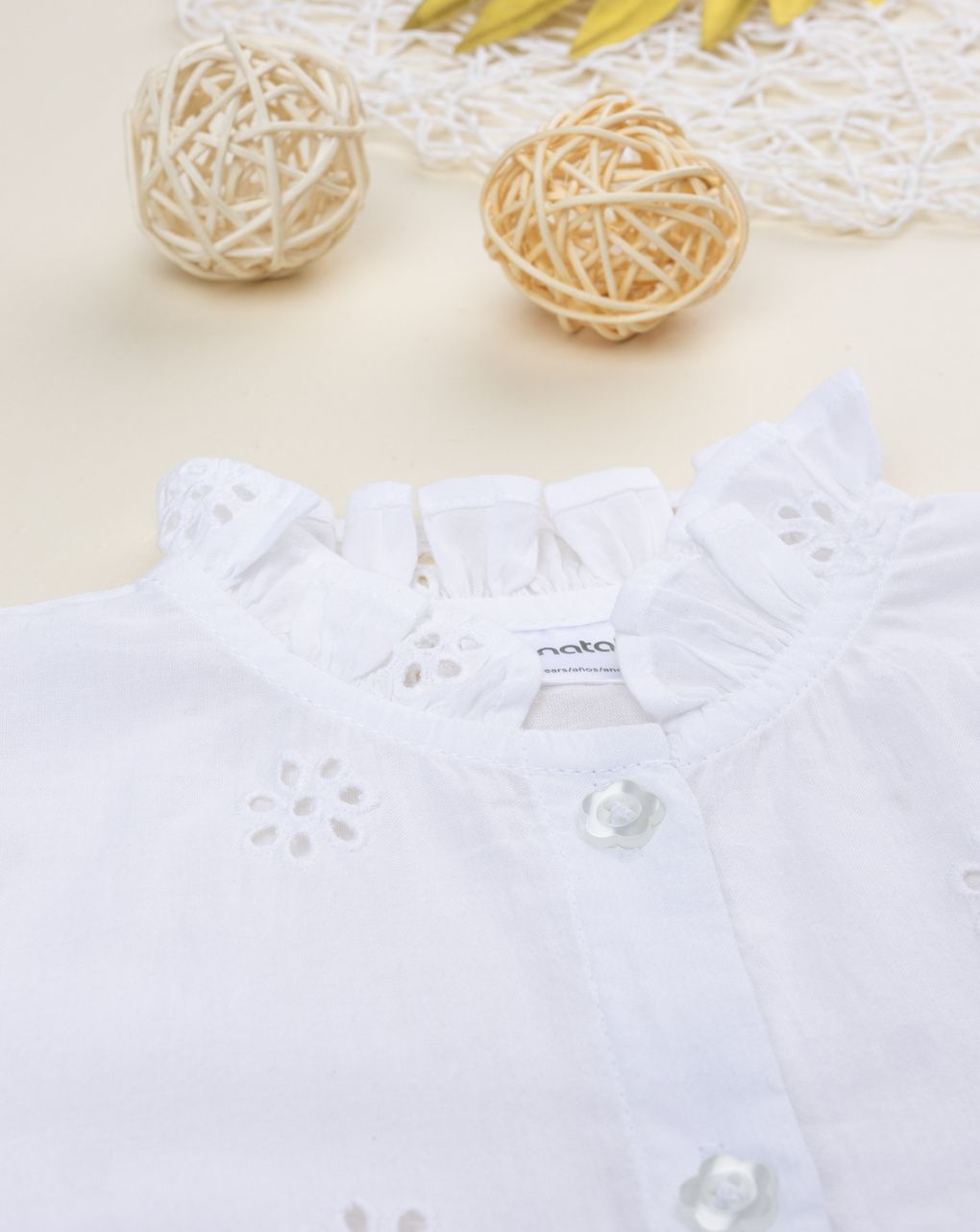 παιδικό πουκάμισο λευκό δαντέλα sangallo για κορίτσι - Prénatal