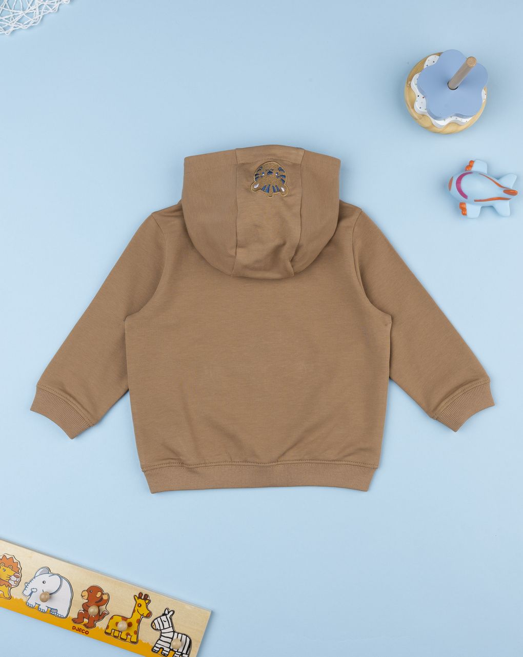 βρεφική μπλούζα φούτερ καφέ με τιγράκι για αγόρι - Prénatal