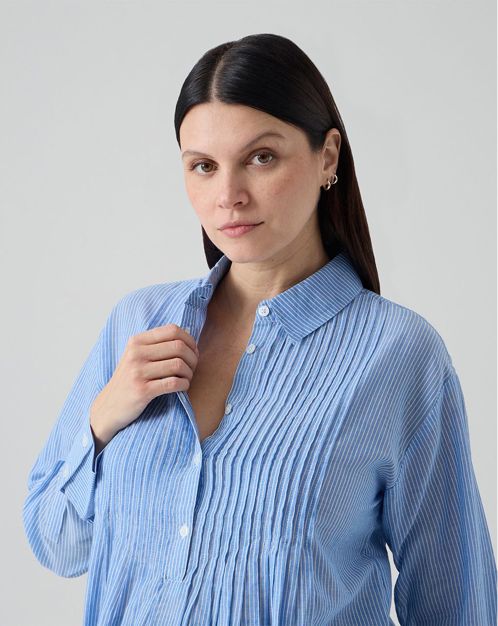 γυναικείο πουκάμισο εγκυμοσύνης/θηλασμού ριγέ γαλάζιο/λευκό - Prénatal