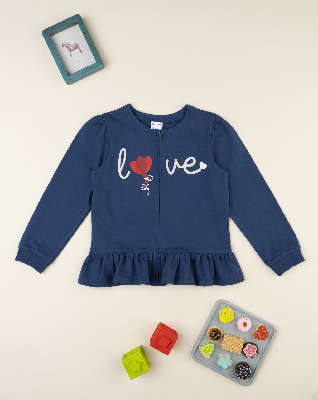 παιδική ζακέτα φούτερ μπλε love για κορίτσι