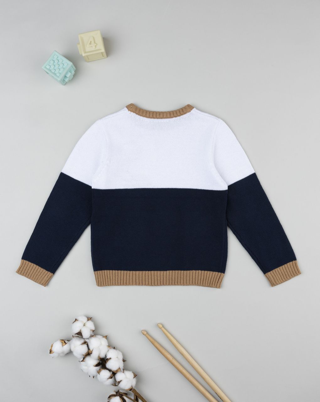 παιδικό πουλόβερ λευκό/μπλε dino για αγόρι - Prénatal