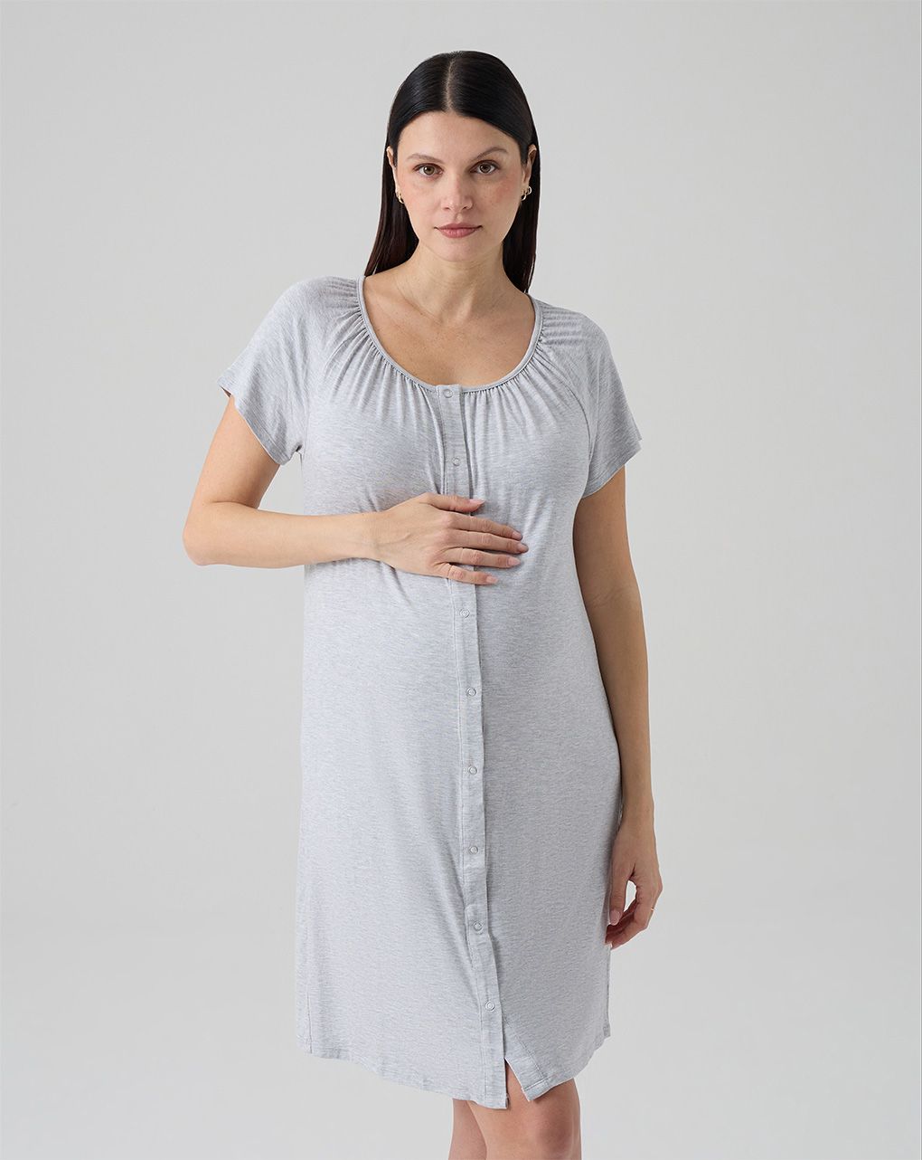 γυναικείο νυχτικό τοκετού γκρι - Prénatal