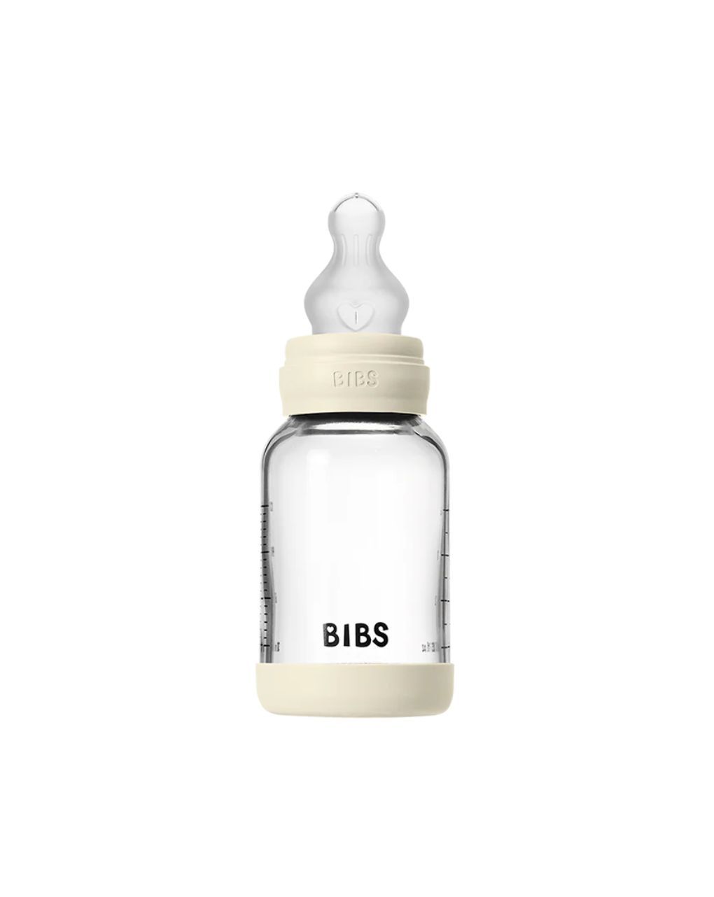 Bibs γυάλινο μπιμπερό σιλικόνης αργή ροή 120ml 0m+ ivory 50191216