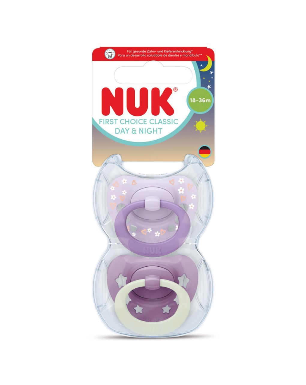 Nuk πιπίλες σιλικόνης 2τμχ first choice day & night 18-36m girl - Nuk