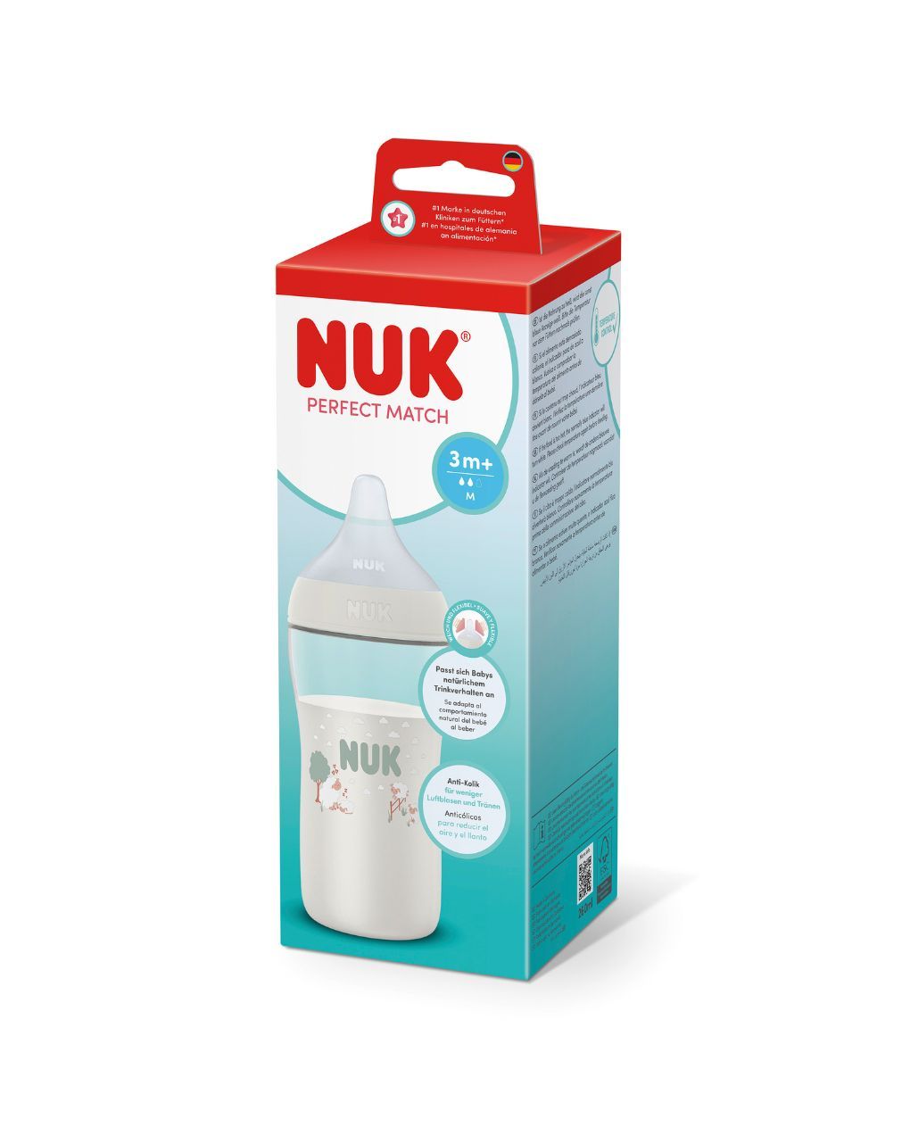 Nuk πλαστικό μπιμπερό με θηλή σιλικόνης perfect match temperature control 3m+ 260ml sheep - Nuk