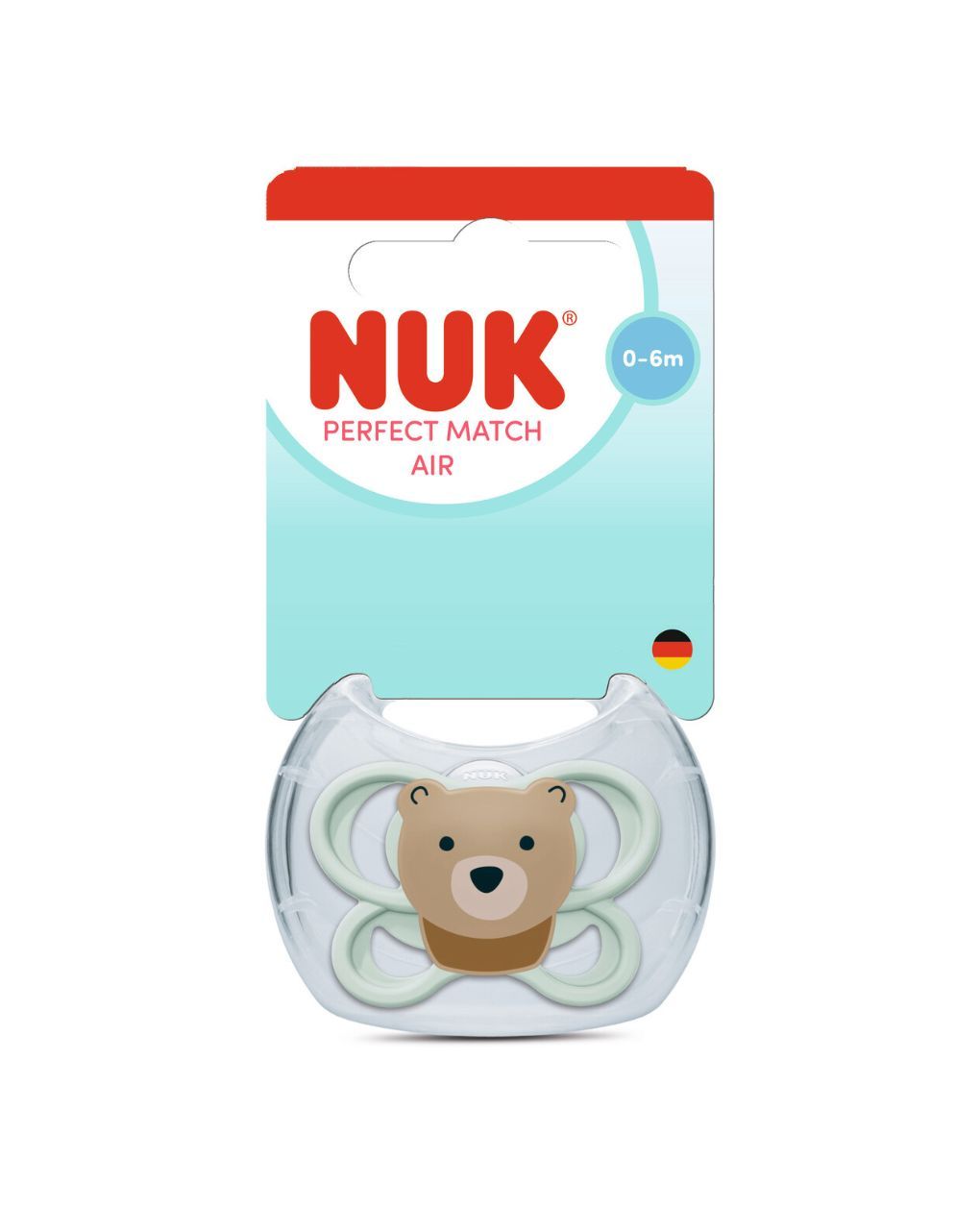 Nuk πιπίλα σιλικόνης perfect match air με θήκη 0-6m bear - Nuk