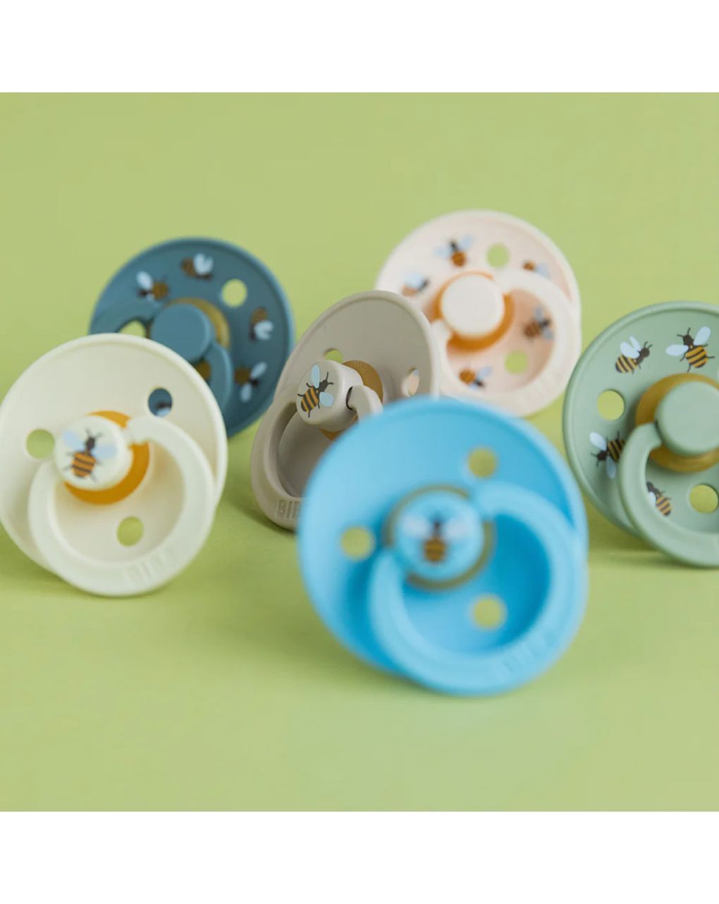 Bibs studio colour σετ πιπίλες latex 18m+ bumblebee mushroom/sage 13024102 - BIBS