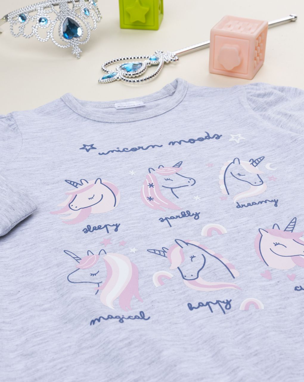 παιδική πιτζάμα γκρι/ροζ με μονόκερους για κορίτσι - Prénatal