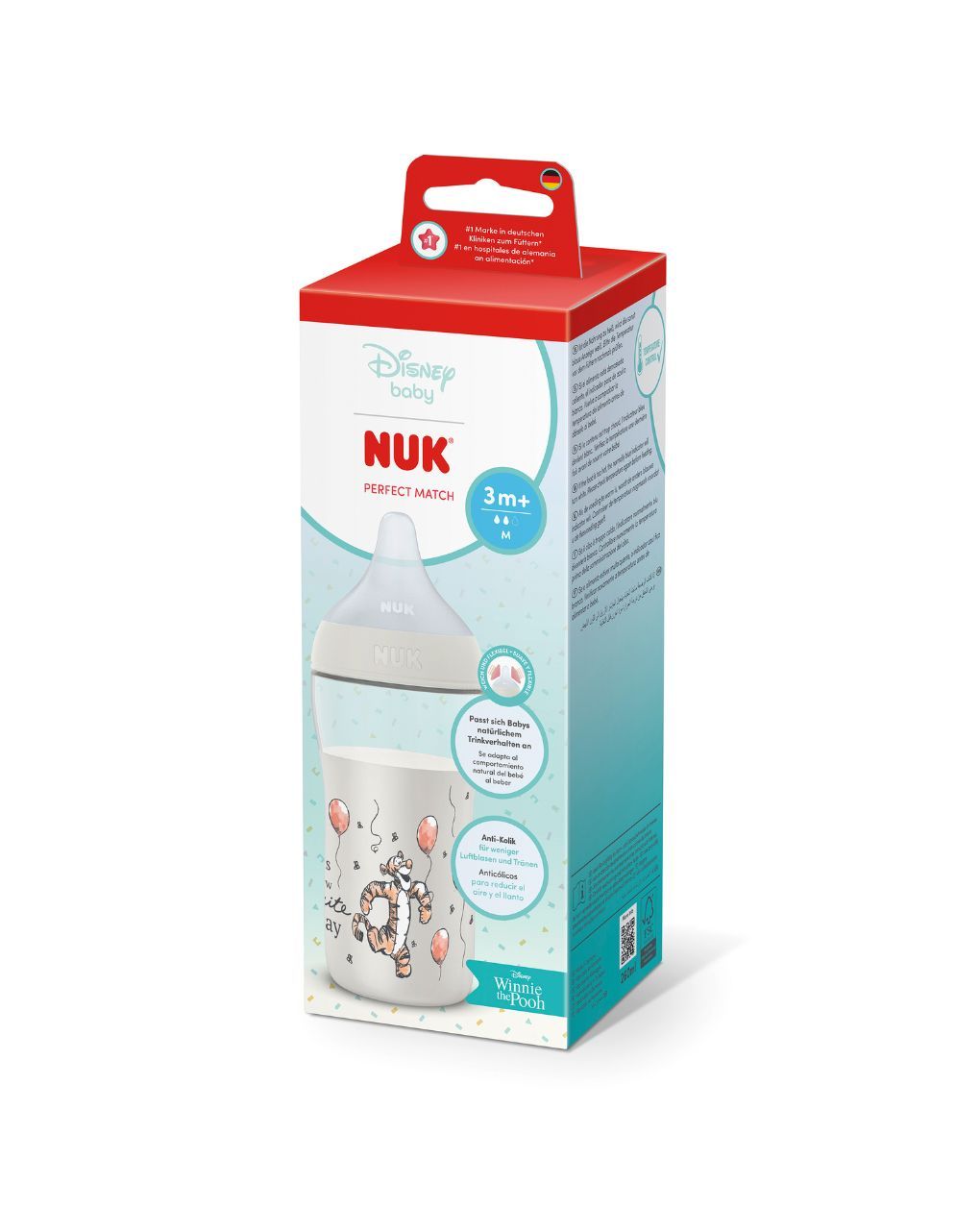 Nuk πλαστικό μπιμπερό με θηλή σιλικόνης perfect match temperature control 3m+ 260ml tiger - Nuk