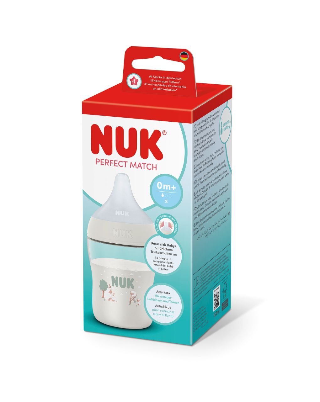 Nuk πλαστικό μπιμπερό με θηλή σιλικόνης perfect match temperature control 0m+ 150ml sheep - Nuk