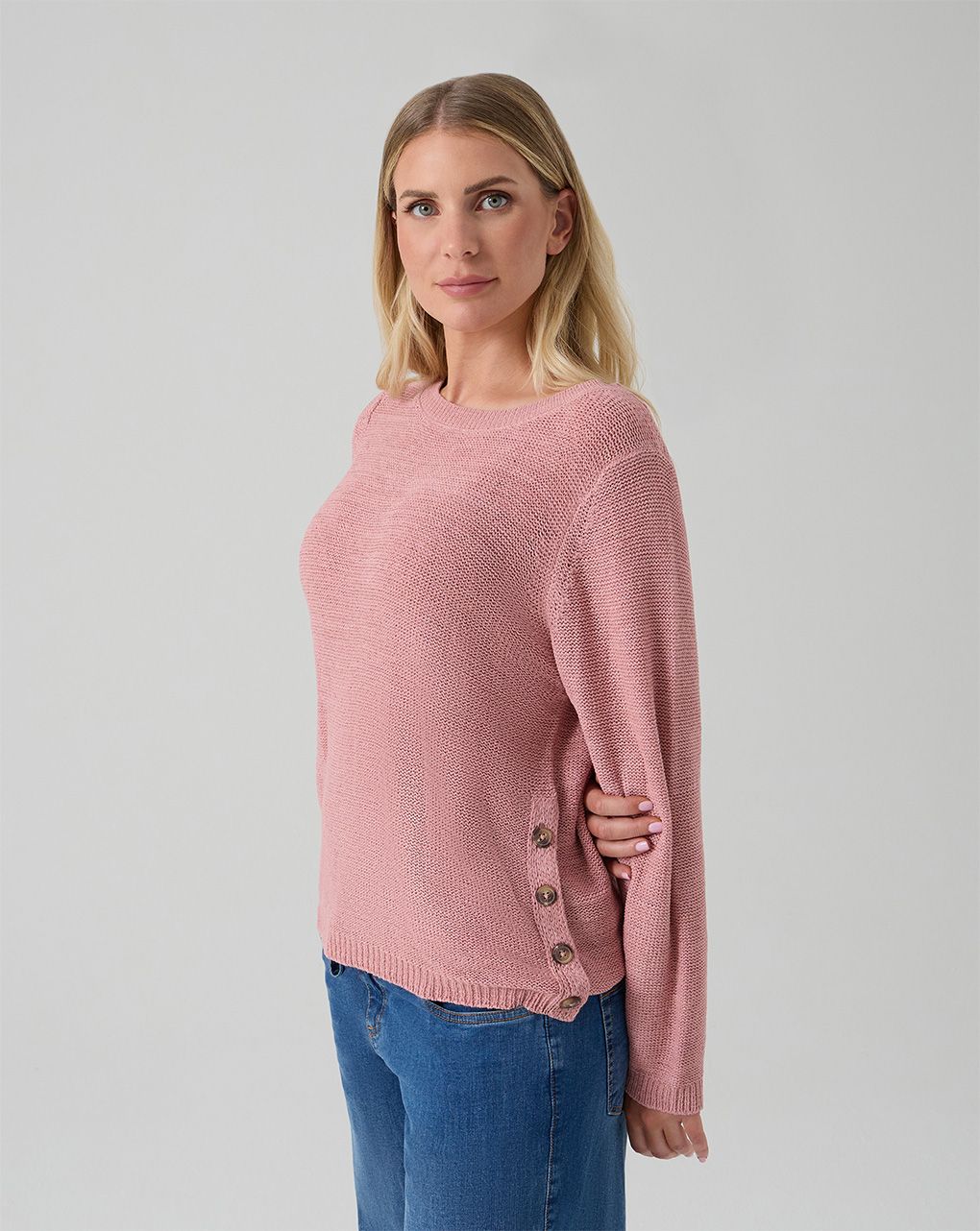 γυναικεία πλεκτή μπλούζα εγκυμοσύνης/θηλασμού ροζ - Prénatal