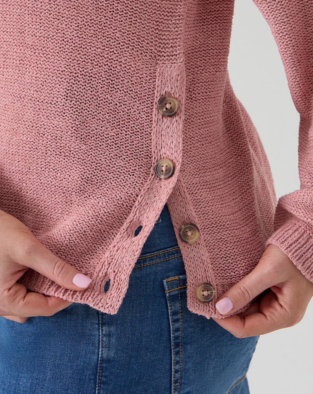 γυναικεία πλεκτή μπλούζα εγκυμοσύνης/θηλασμού ροζ - Prénatal