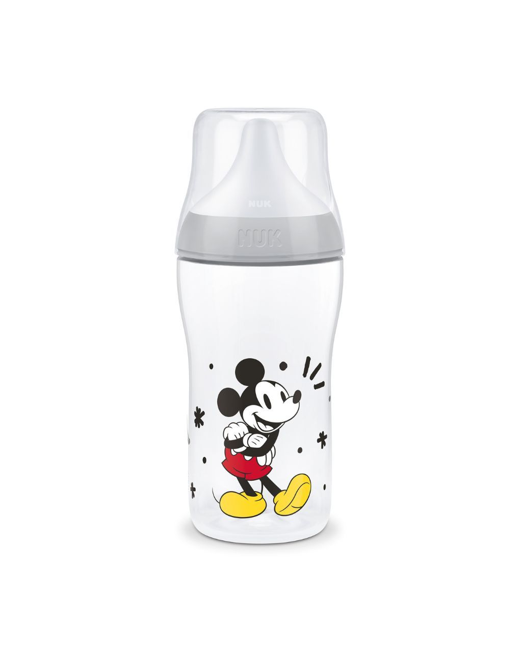 Nuk πλαστικό μπιμπερό με θηλή σιλικόνης perfect match temperature control 3m+ 260ml mickey - Nuk