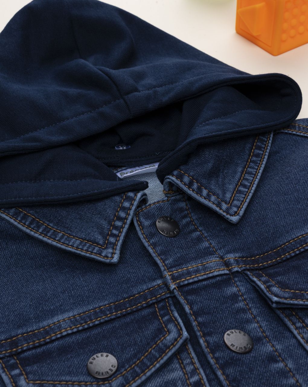 παιδικό τζιν μπουφάν μπλε με κουκούλα για αγόρι - Prénatal