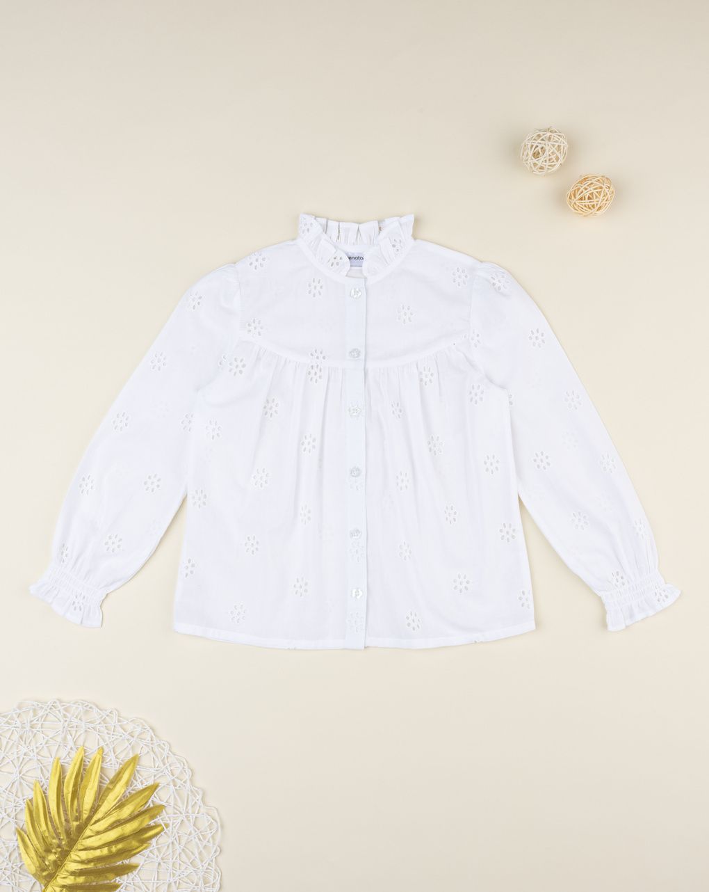 παιδικό πουκάμισο λευκό δαντέλα sangallo για κορίτσι