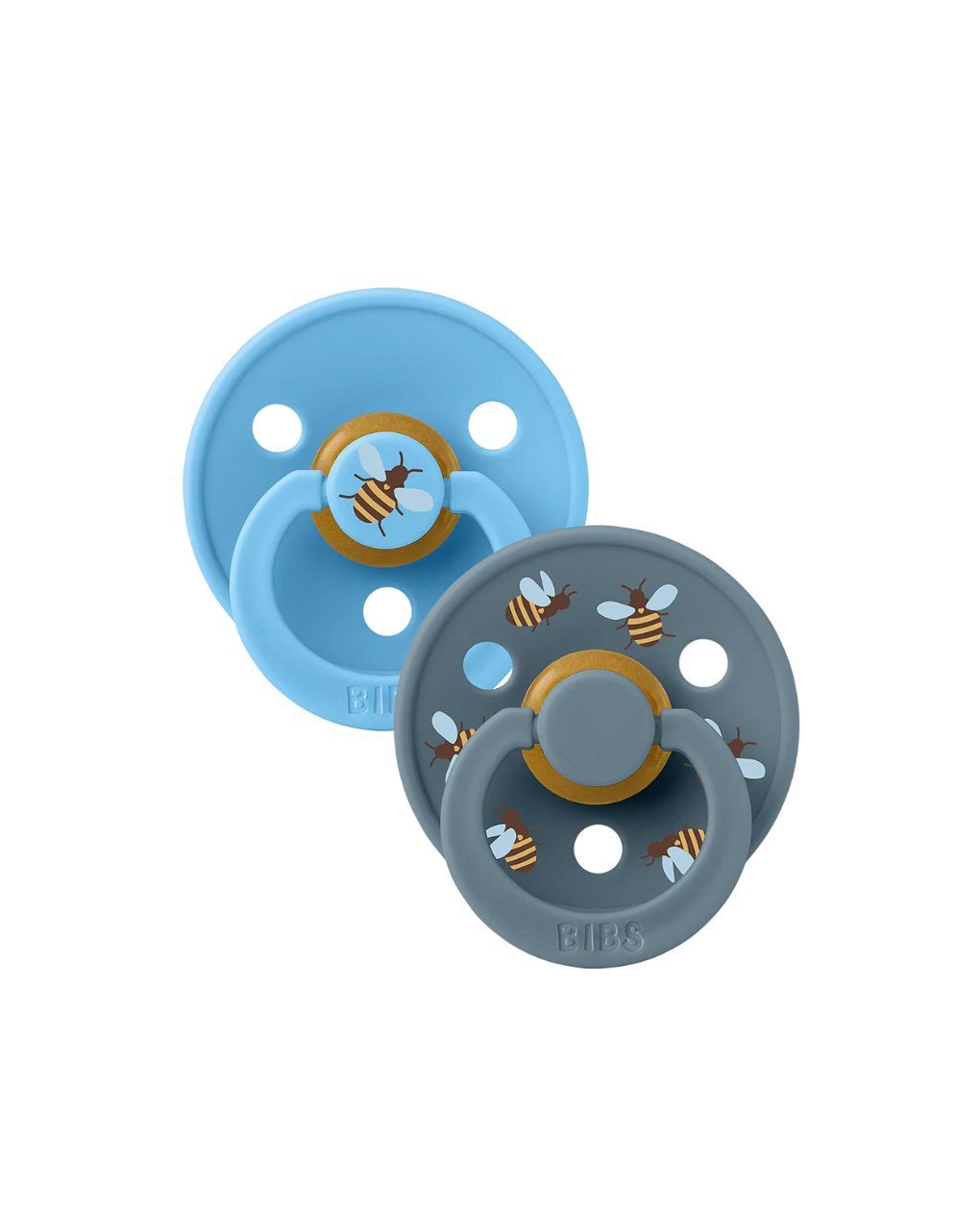 Bibs studio colour σετ πιπίλες latex 18m+ bumblebee breeze/petrol 13024101 - BIBS