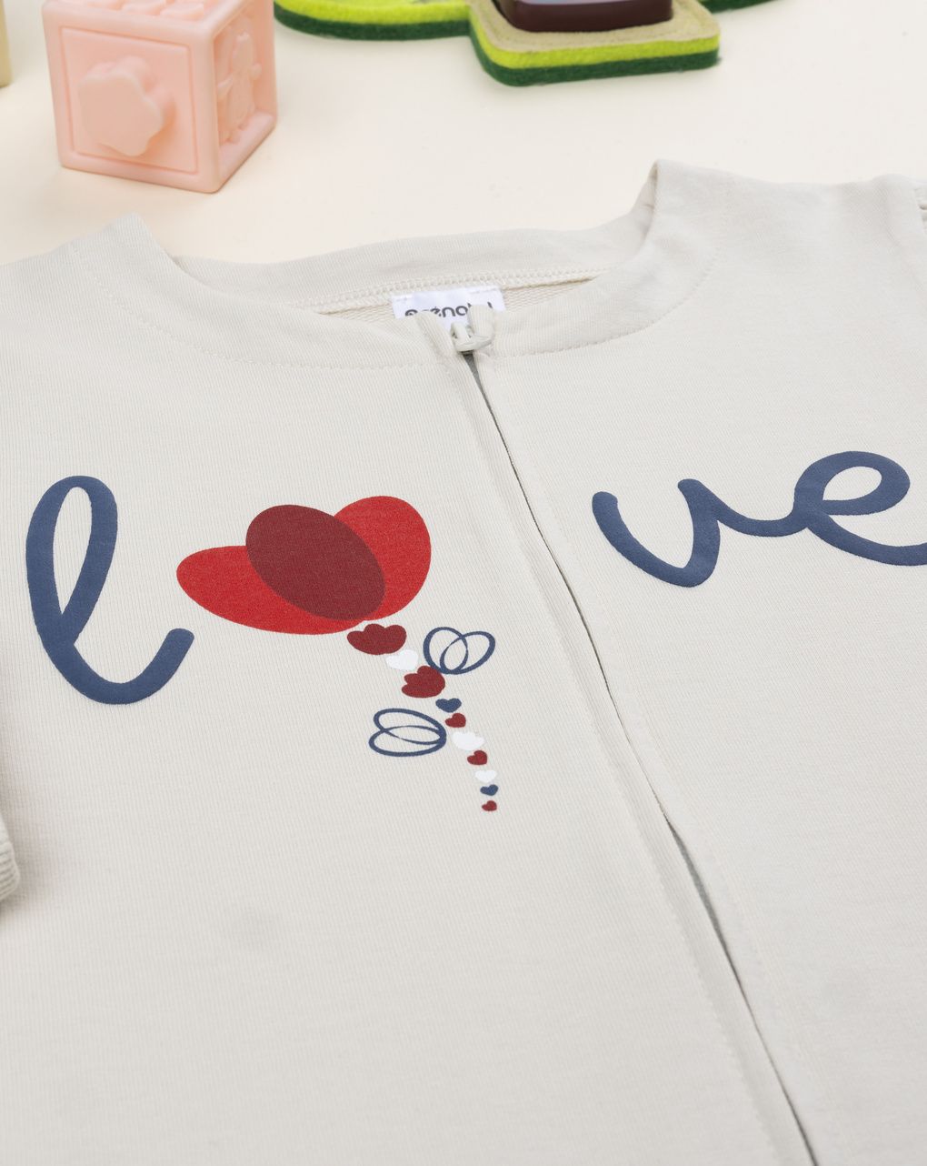 παιδική ζακέτα φούτερ μπεζ love για κορίτσι - Prénatal