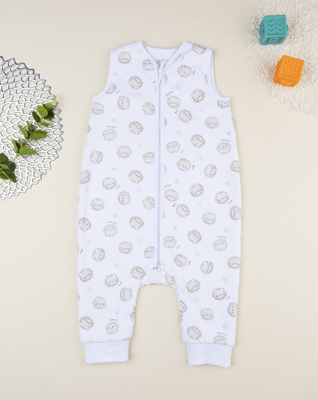 βρεφικός υπνόσακος λευκός με λιονταράκια 1,5 tog - Prénatal