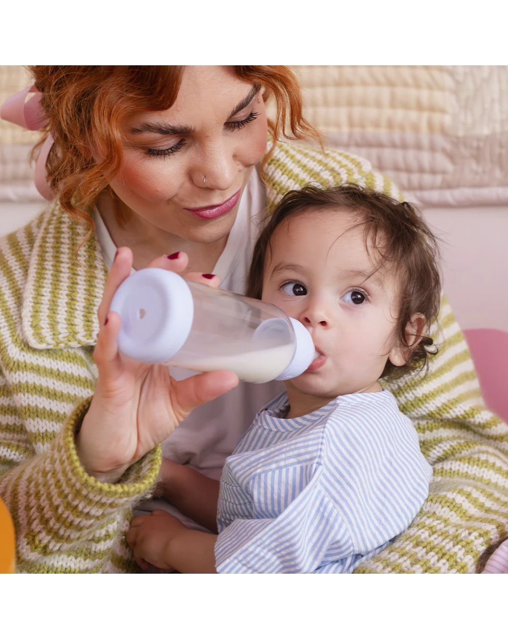 Bibs γυάλινο μπιμπερό σιλικόνης μέτρια ροή 240ml 0m+ baby blue 50201231 - BIBS