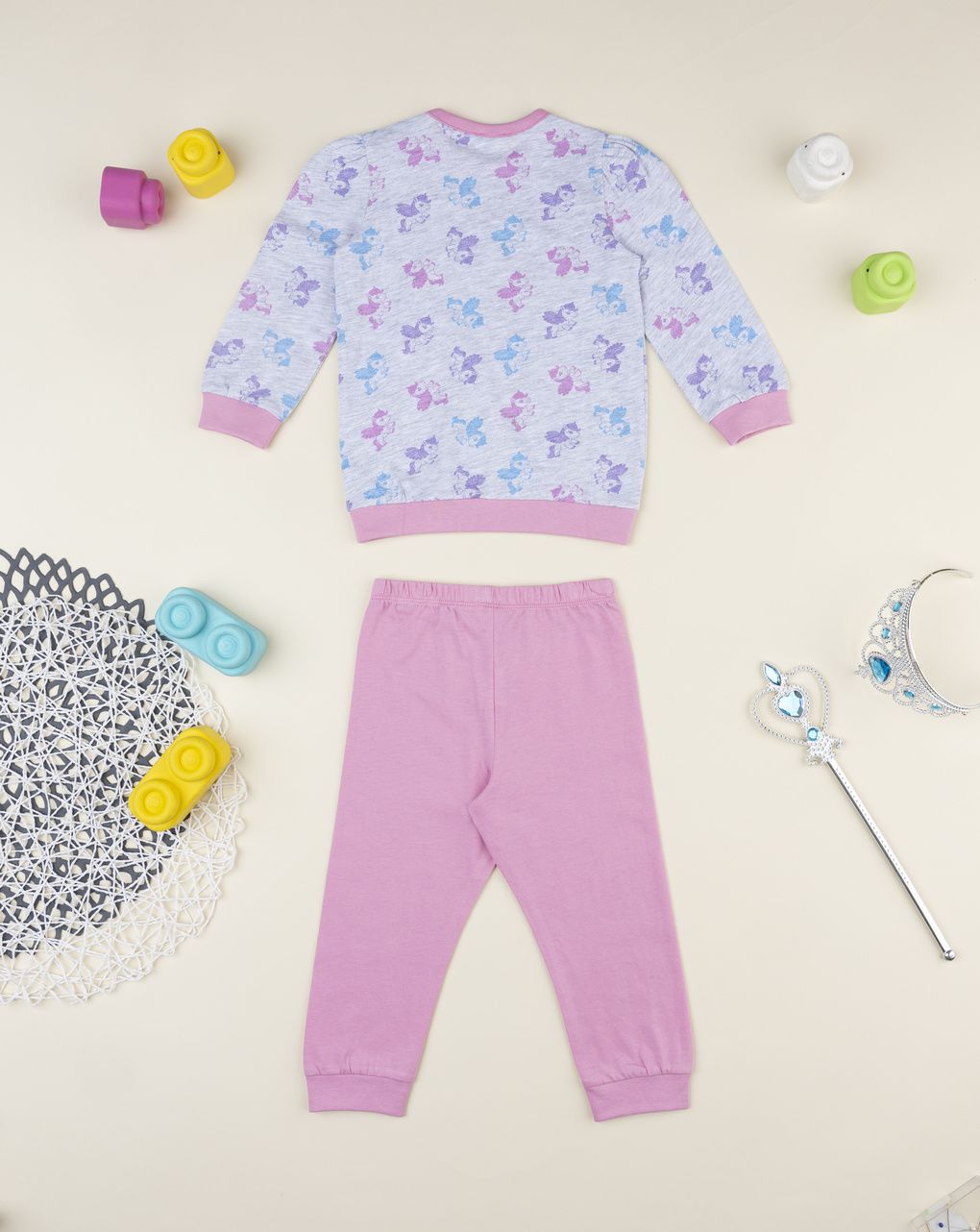 βρεφική πιτζάμα γκρι/ροζ με μονόκερους για κορίτσι - Prénatal