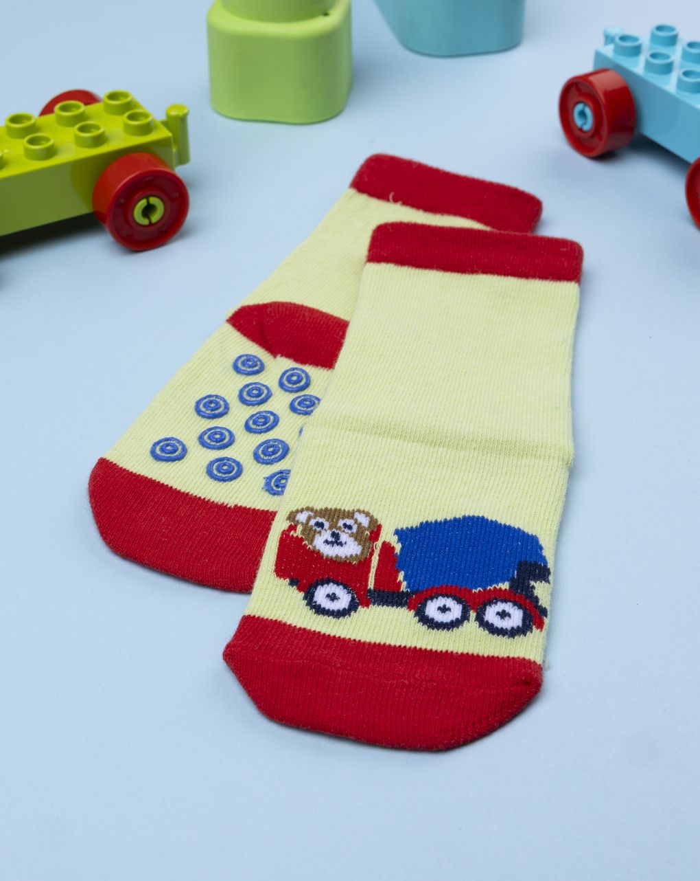 βρεφικές αντιολισθητικές κάλτσες με αρκουδάκια για αγόρι - Prénatal