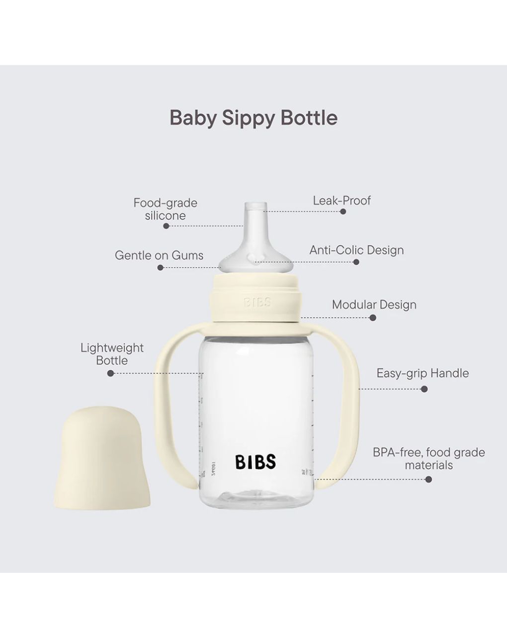 Bibs εκπαιδευτικό μπιμπερό με ρύγχος σιλικόνης 150ml 6m+ sage 50211250 - BIBS