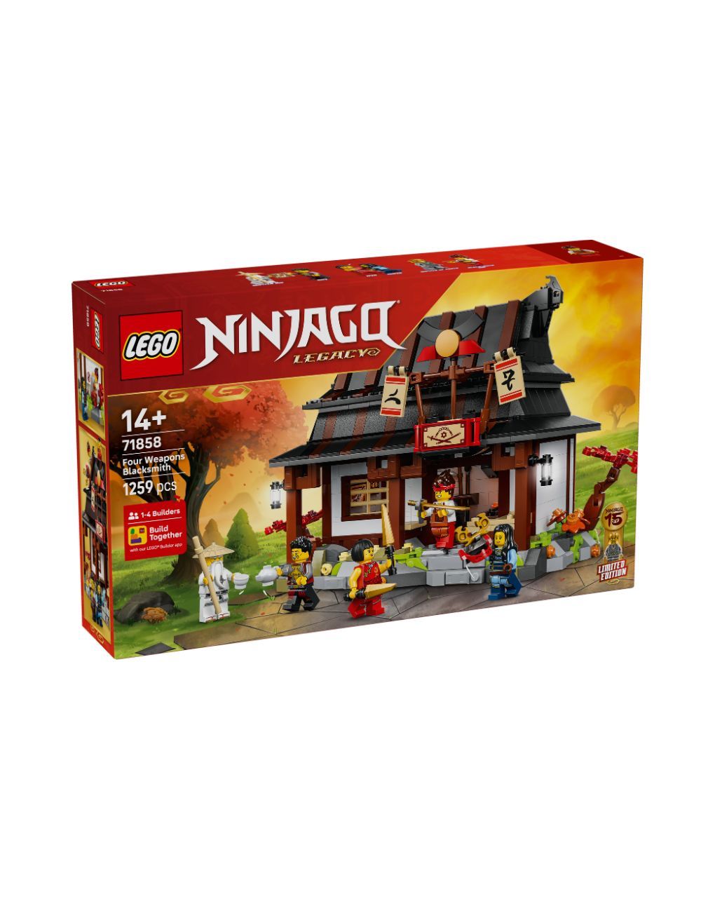 Lego ninjago four weapons blacksmith 15th anniversary 71858