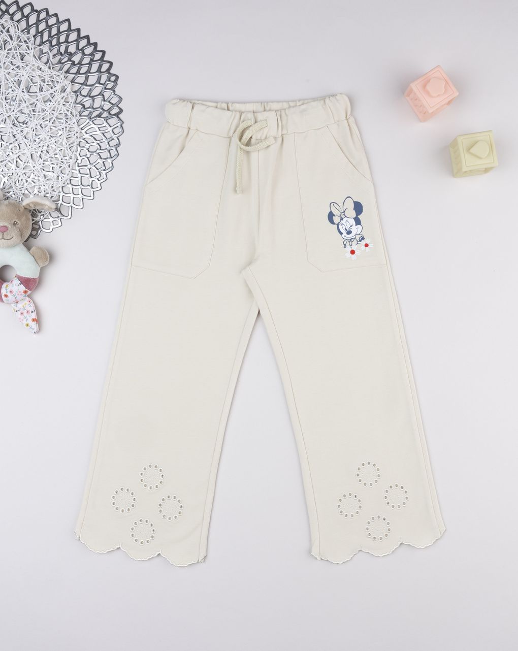 παιδικό παντελόνι φούτερ μπεζ minnie για κορίτσι - Prénatal