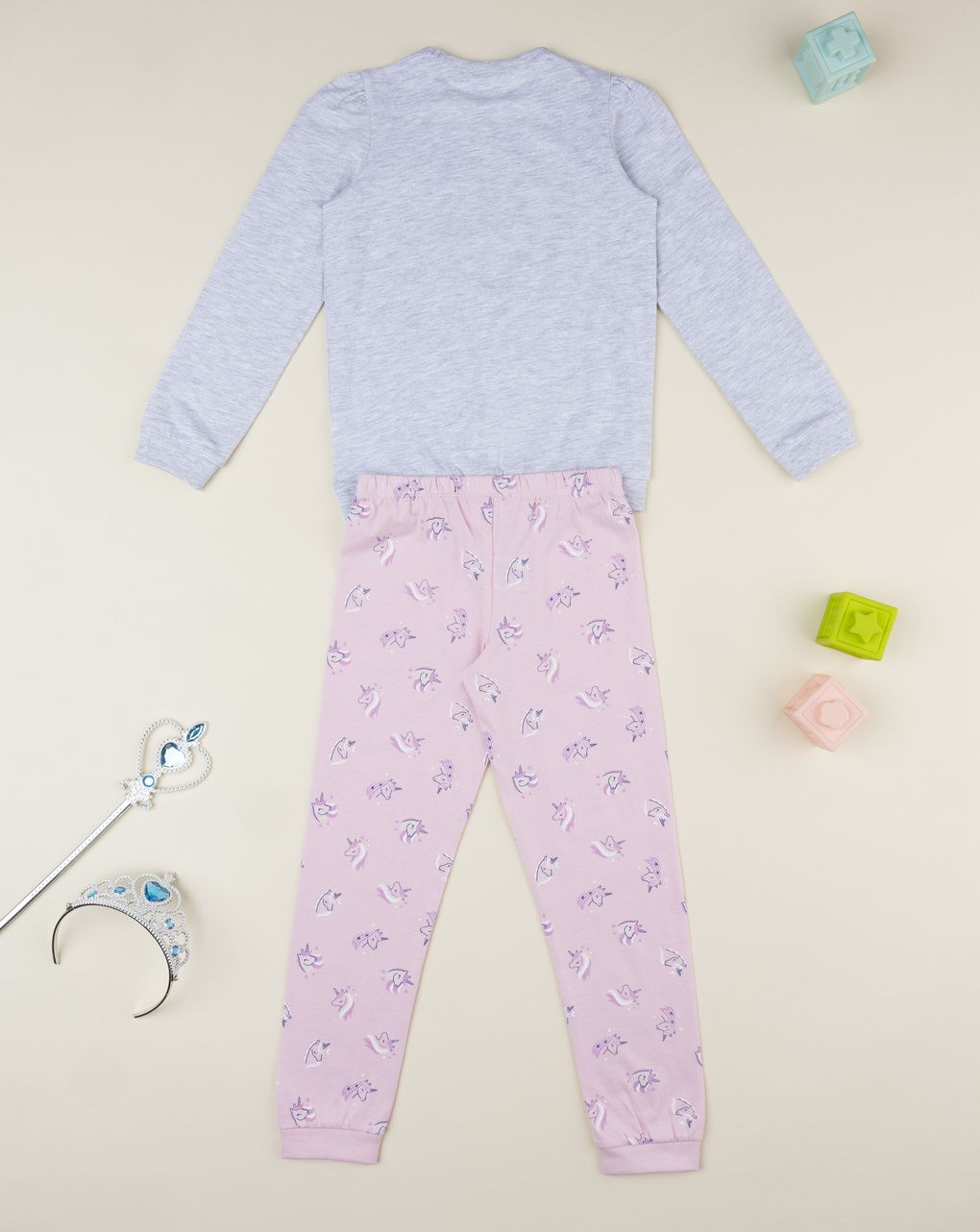 παιδική πιτζάμα γκρι/ροζ με μονόκερους για κορίτσι - Prénatal