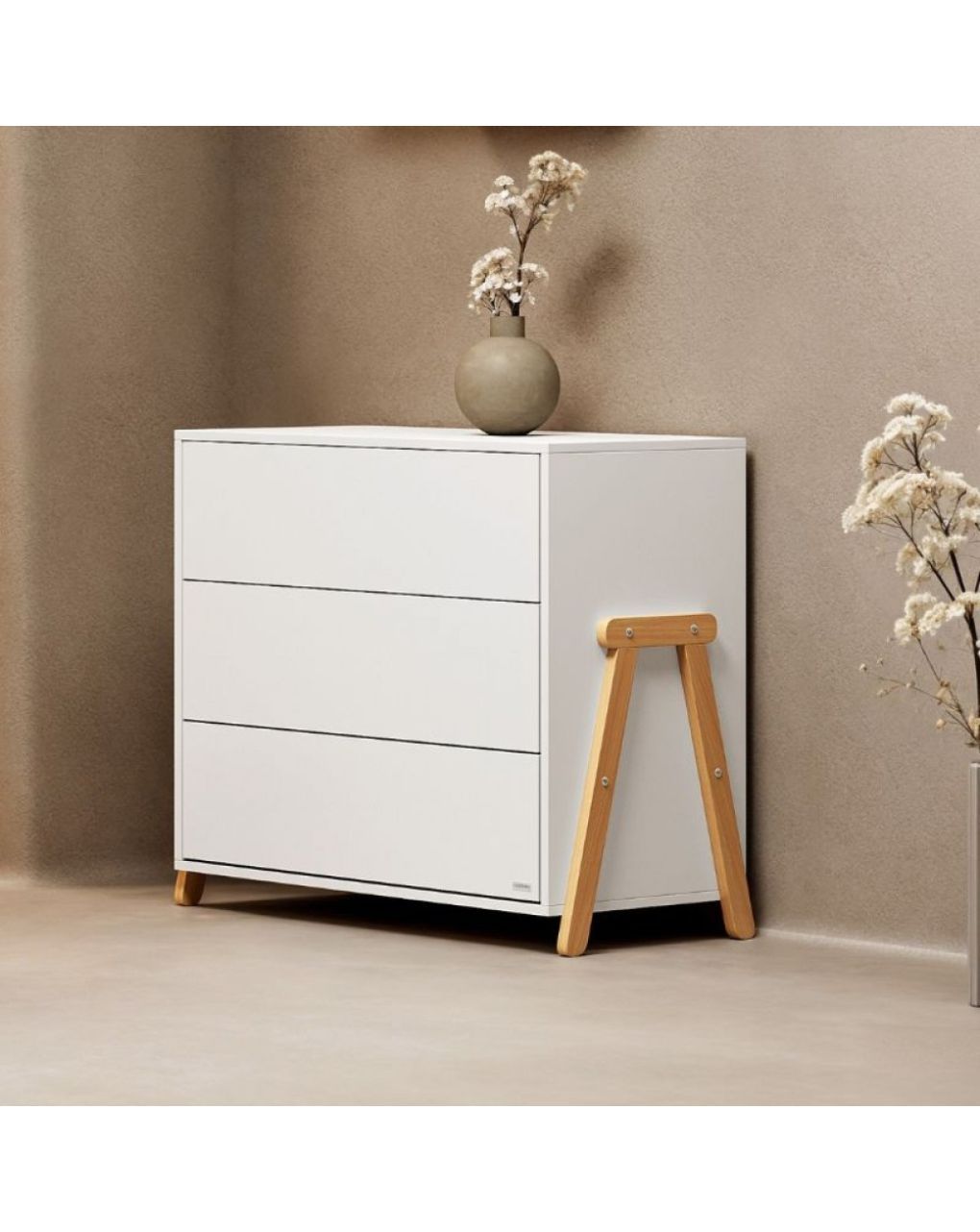 Casababy palmer white βρεφική συρταριέρα με 3 συρτάρια 590390