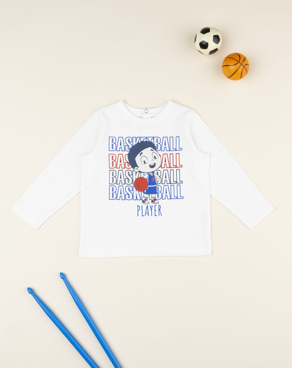 βρεφική μπλούζα λευκή basketball για αγόρι