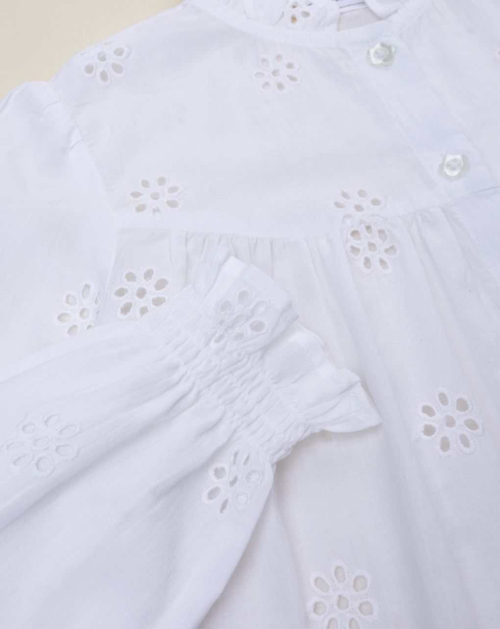 παιδικό πουκάμισο λευκό δαντέλα sangallo για κορίτσι - Prénatal