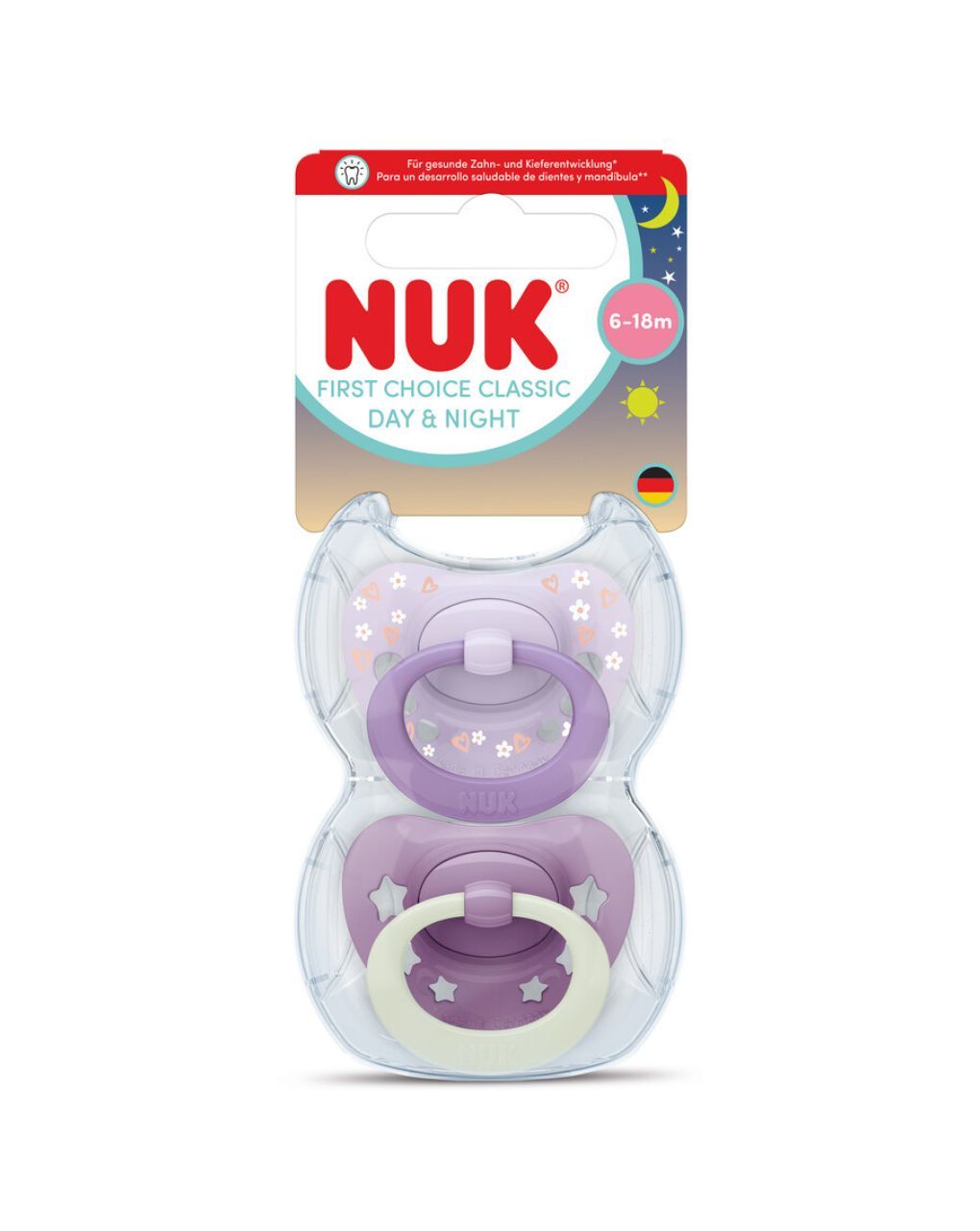 Nuk πιπίλες σιλικόνης 2τμχ first choice day & night 6-18m girl - Nuk