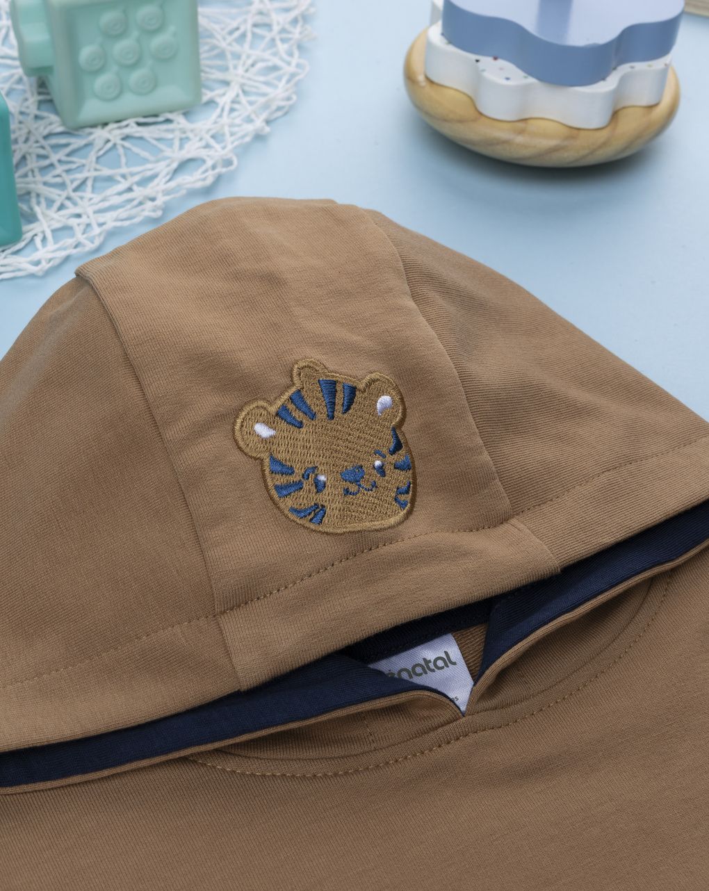 βρεφική μπλούζα φούτερ καφέ με τιγράκι για αγόρι - Prénatal