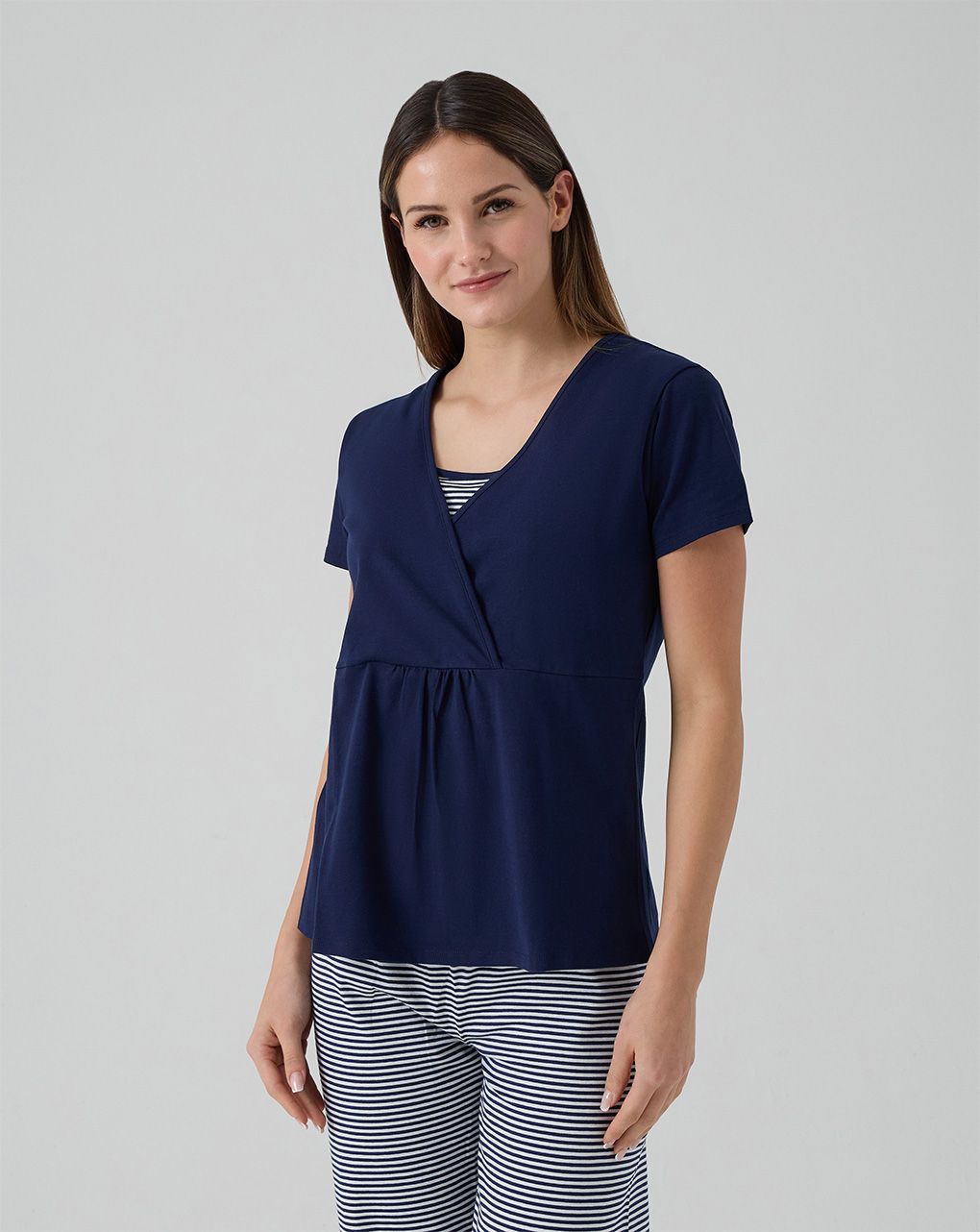 γυναικεία πιτζάμα εγκυμοσύνης/θηλασμού μπλε ριγέ - Prénatal