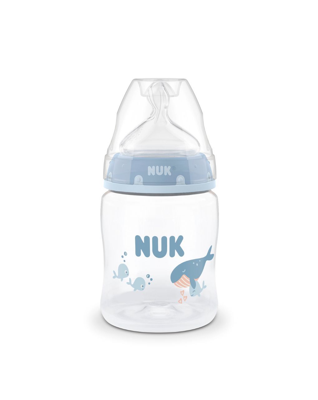 Nuk πλαστικό μπιμπερό με θηλή σιλικόνης first choice temperature control 0m+ 150ml whale