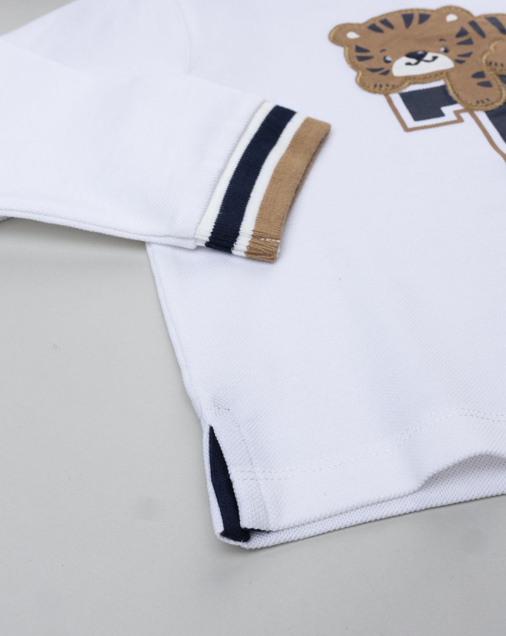 βρεφική μπλούζα πικέ λευκή με τιγράκι για αγόρι - Prénatal
