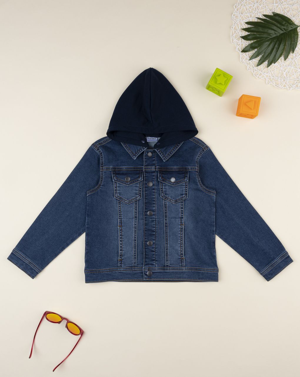 παιδικό τζιν μπουφάν μπλε με κουκούλα για αγόρι
