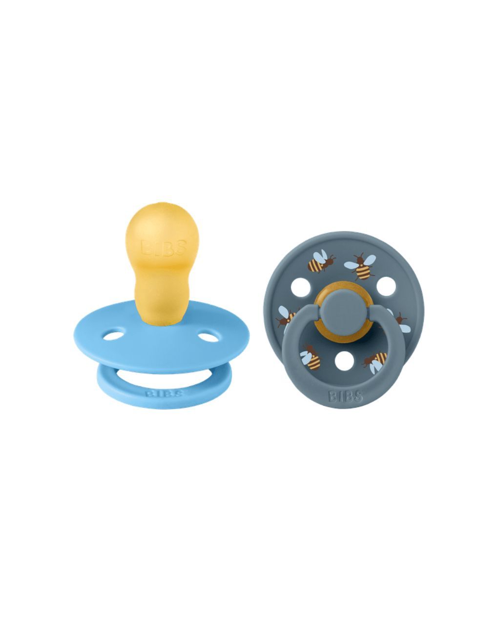 Bibs studio colour σετ πιπίλες latex 18m+ bumblebee breeze/petrol 13024101 - BIBS