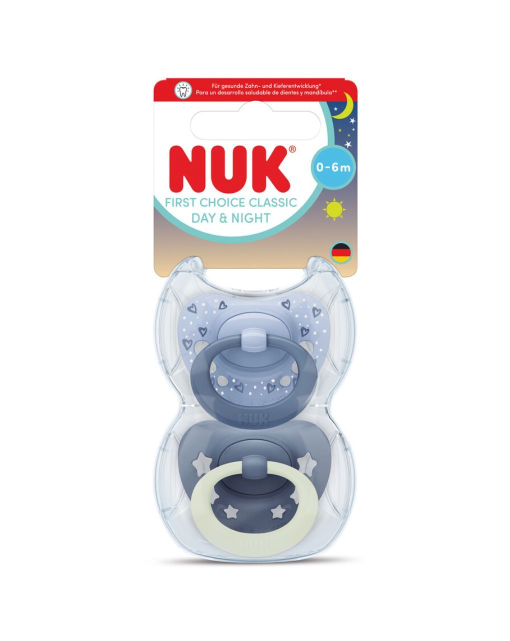 Nuk πιπίλες σιλικόνης 2τμχ first choice day & night 0-6m boy - Nuk