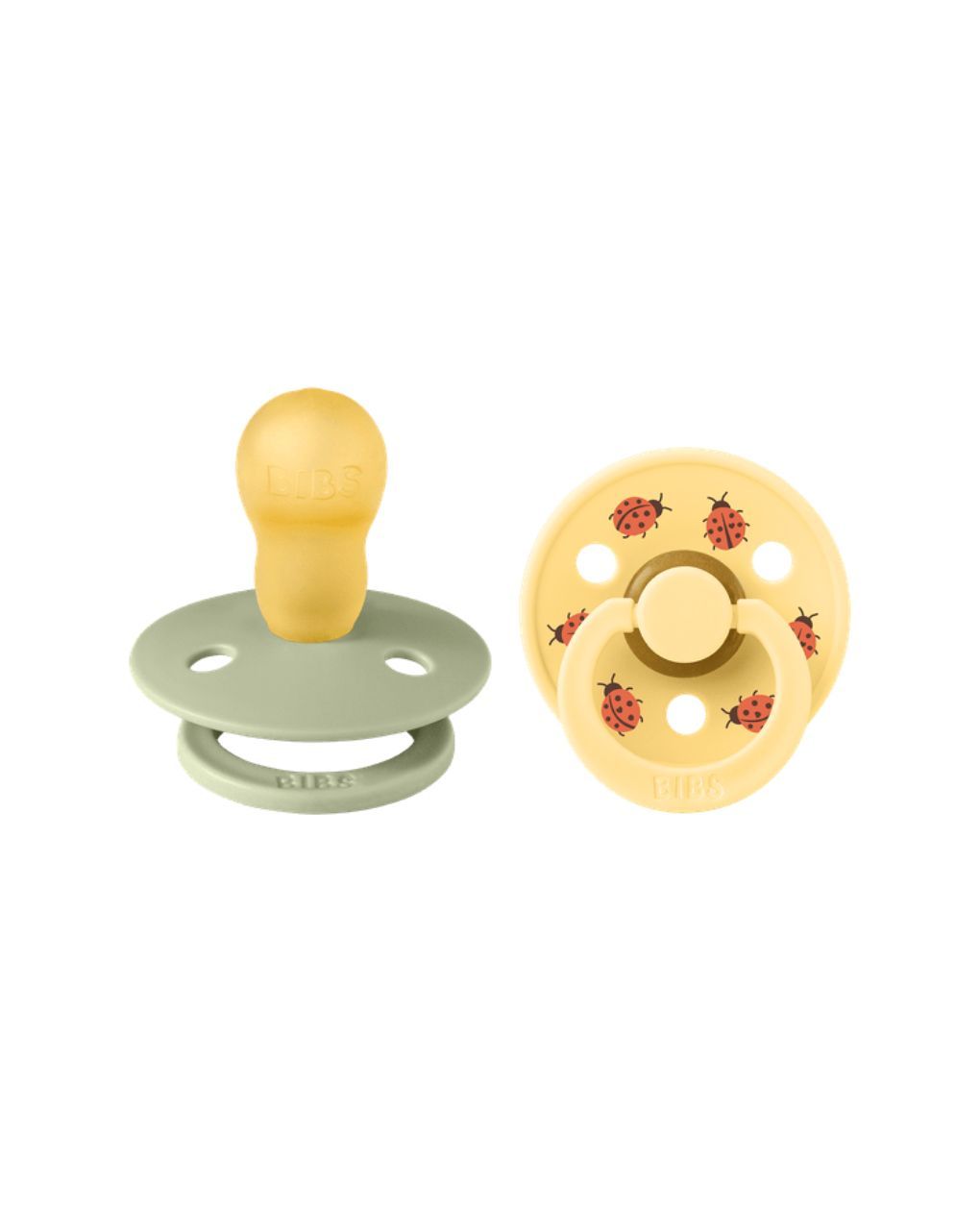 Bibs studio colour σετ πιπίλες latex 6-18m ladybug sage/pale butter 12025102 - BIBS