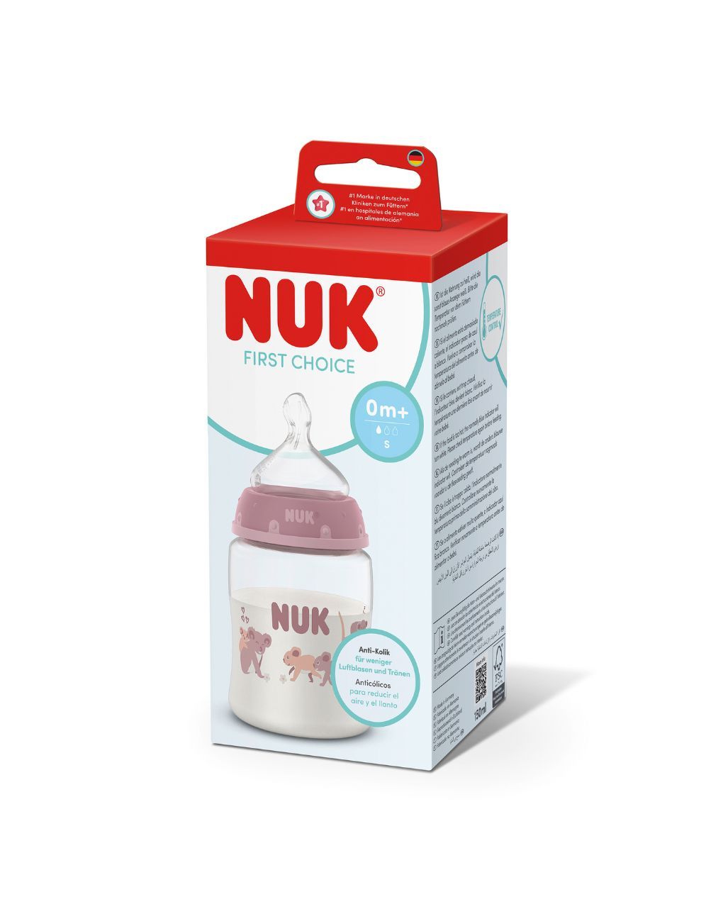 Nuk πλαστικό μπιμπερό με θηλή σιλικόνης first choice temperature control 0m+ 150ml koala - Nuk