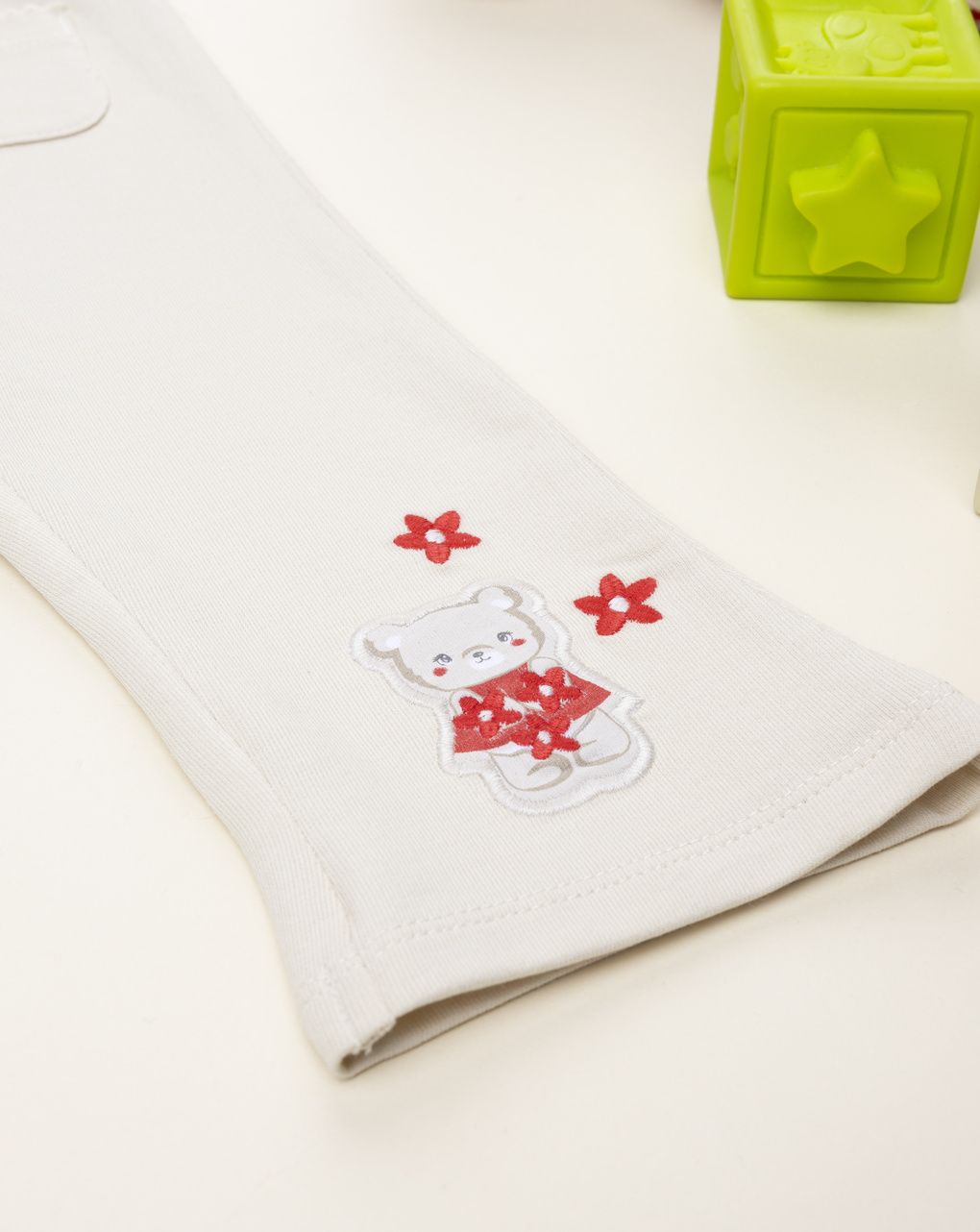 βρεφικό κολάν καμπάνα μπεζ με αρκουδάκι για κορίτσι - Prénatal