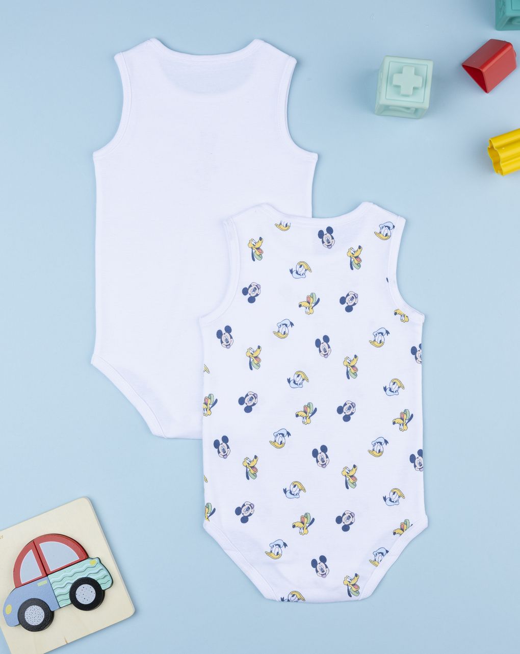 βρεφικά κορμάκια λευκά mickey & friends πακέτο x2 για αγόρι - Prénatal