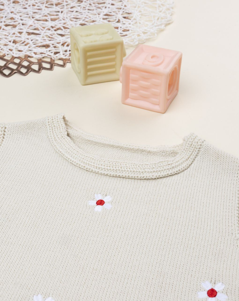 παιδικό γιλέκο μπεζ με μαργαρίτες για κορίτσι - Prénatal